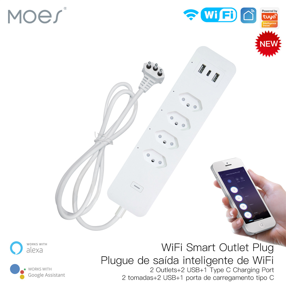 Smart Plug Surge Protector - WiFi Brazil Smart Power Strip Surge