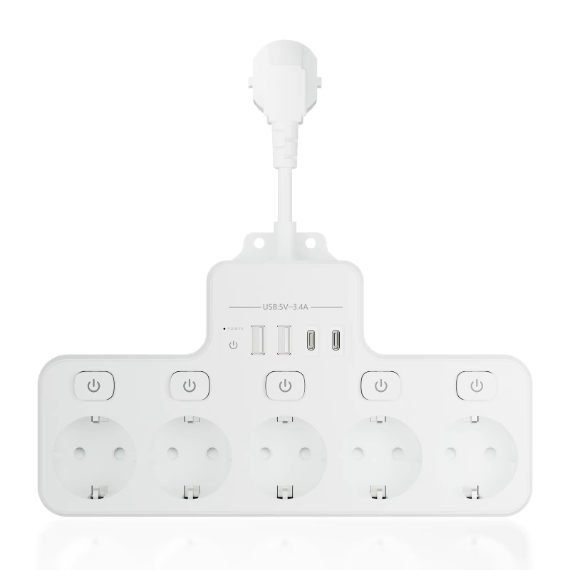 Smart Power Strip 4 Outlet Usb - EU Standard Short Cord Multi‑Function Power