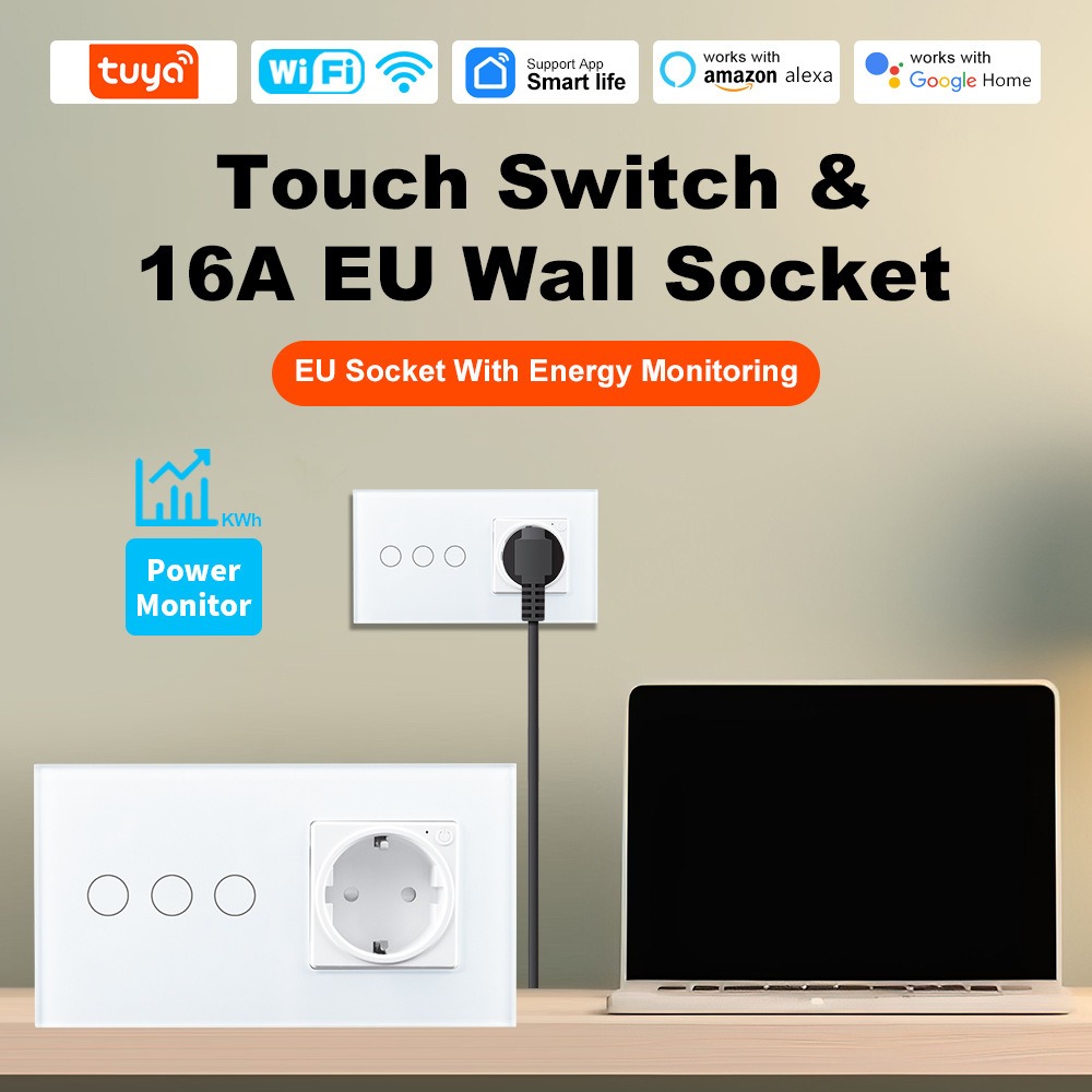 Smart Socket 16A Tuya App - WiFi Smart Wall Socket 16A 2000W
