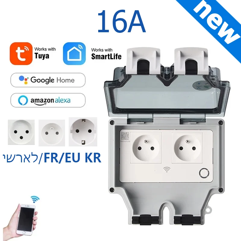 Smart Plug Energy Monitoring Wifi - Tuya Power Socket IP66 Outdoor EU