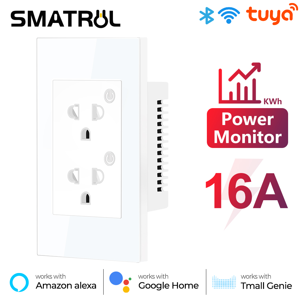 Smart Plug Energy Monitoring Wifi - 16A Tuya WiFi Bluetooth US EU