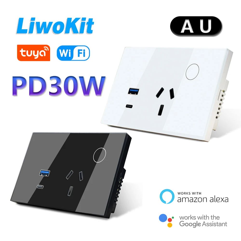Smart Plug Energy Monitoring Wifi - LiwoKit AU Tuya Wifi Wall Socket