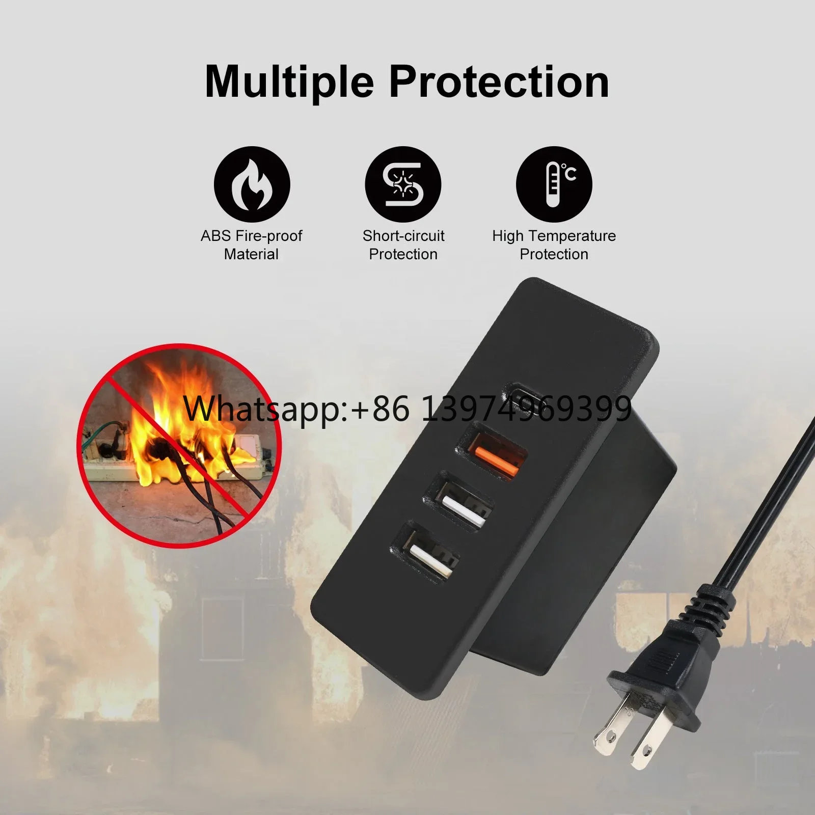 Smart Power Strip 4 Outlet Usb - Powered USB C Hub Socket Recessed