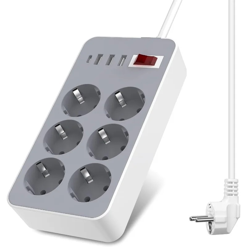 Smart Power Strip 4 Outlet Usb - 10 In 1 EU Plug Switch