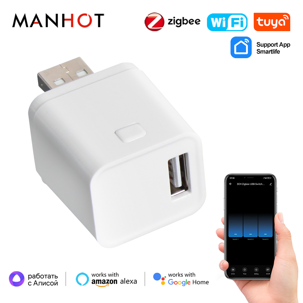 Smart Plug Mini Alexa Google - Tuya WiFi/Zigbee Smart Micro USB Adaptor