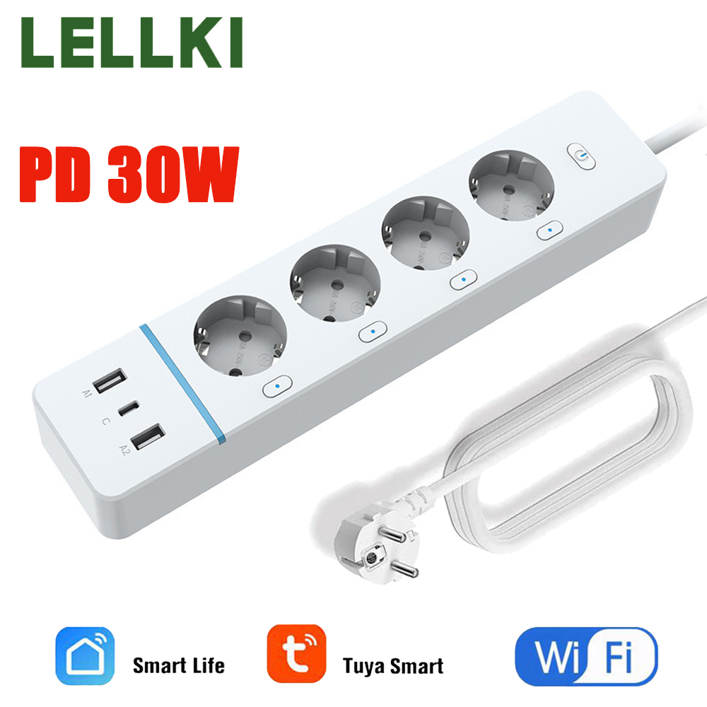 Smart Plug Energy Monitoring Wifi - LELLKI WiFi Socket 2A1C PD30W Power