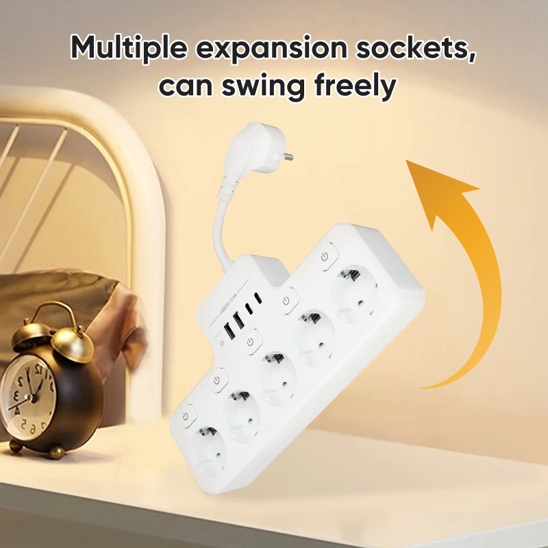 Smart Power Strip 4 Outlet Usb - EU Standard Short Cord Multi‑Function Power