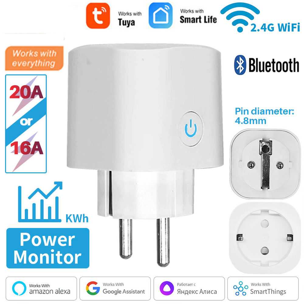 Smart Socket 16A Tuya App - EU Standard WiFi Smart Socket 16A