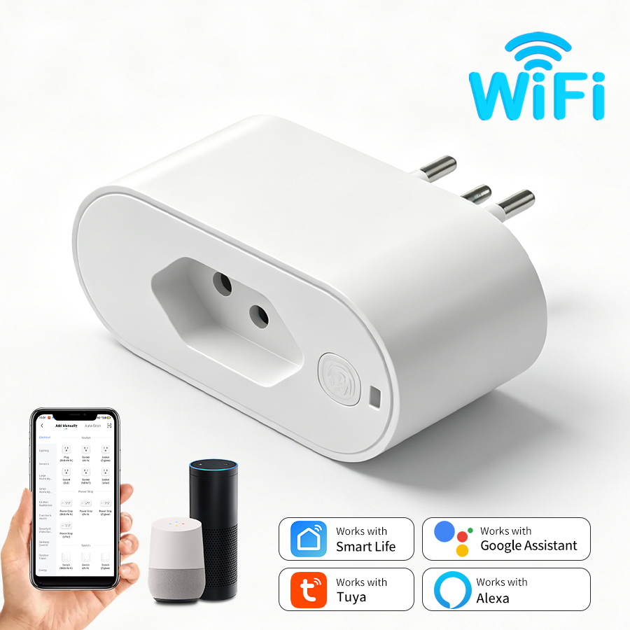 Smart Socket 16A Tuya App - Tuya WiFi Brazil Plug 16A Socket