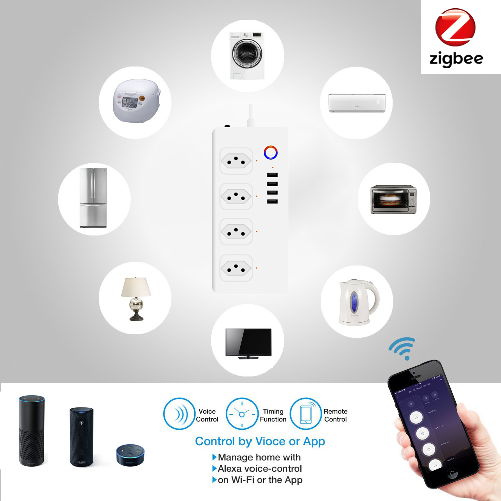 Brazil Smart Zigbee Power Stri - Smart Power Strip 4 Outlet Usb review and price