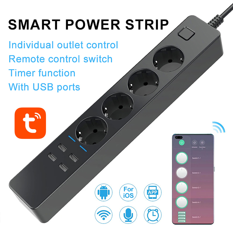 Smart Power Strip Tuya Wifi 4  - Smart Power Strip 4 Outlet Usb review and price