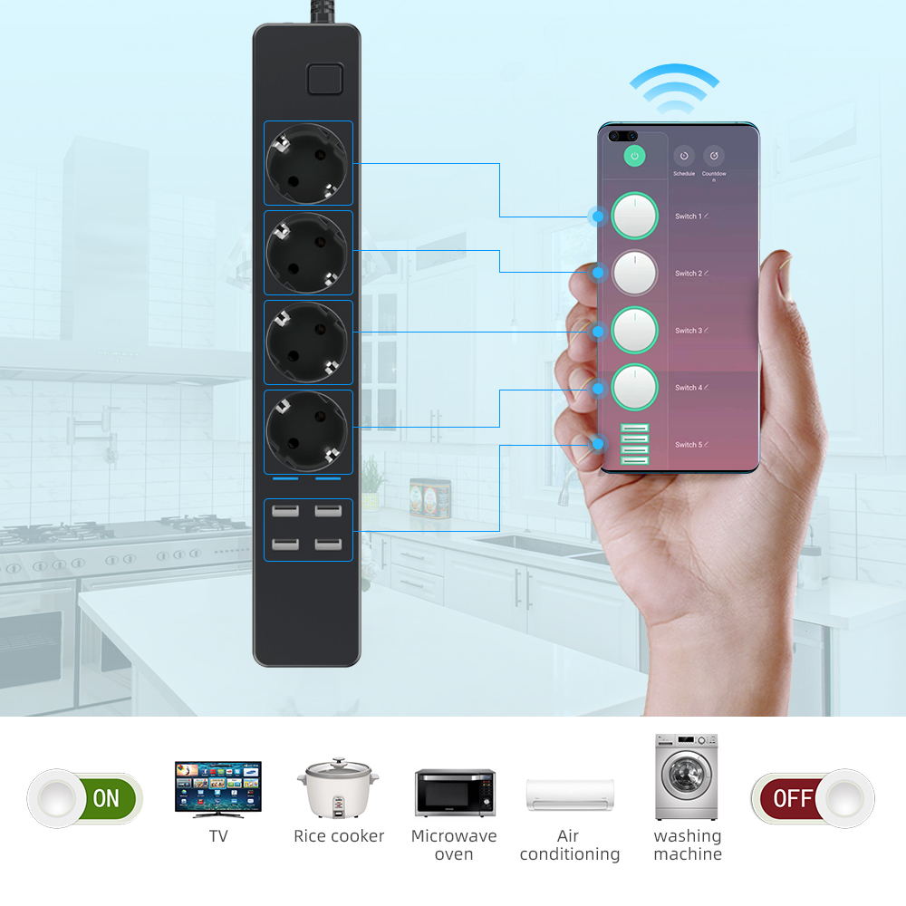 1.8M 3M 5M Wifi Smart Power St - Smart Power Strip 4 Outlet Usb review and price