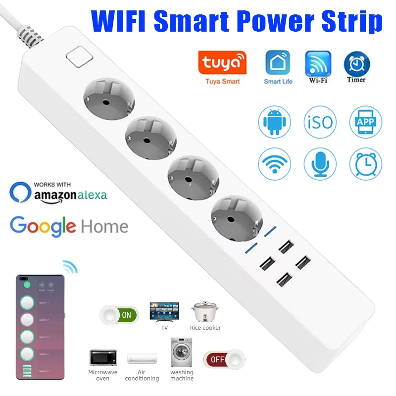 Smart Power Strip Wifi 4 AC Ou - Smart Power Strip 4 Outlet Usb review and price