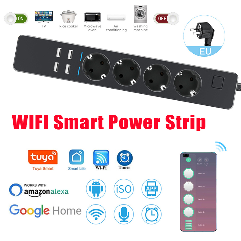Smart Power Strip with 4 EU Ou - Smart Power Strip 4 Outlet Usb review and price