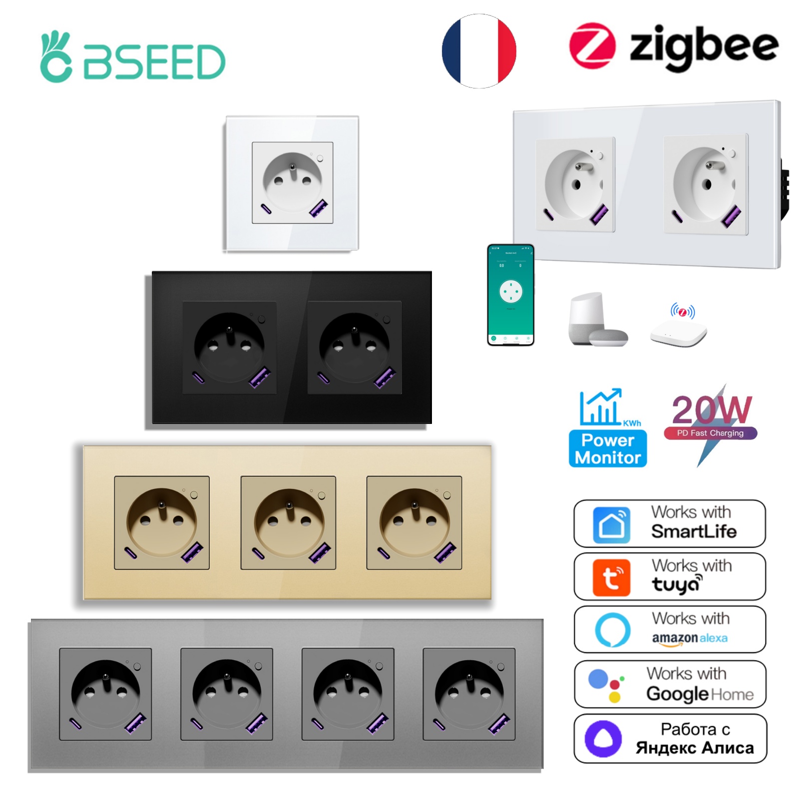 BSEED Zigbee FR Socket Control - Smart Plug Zigbee 16A review and price